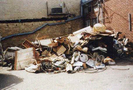 rash piled outside the Ada police department headquarters, April, 1997.